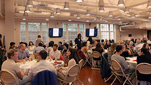 tables of people at an event